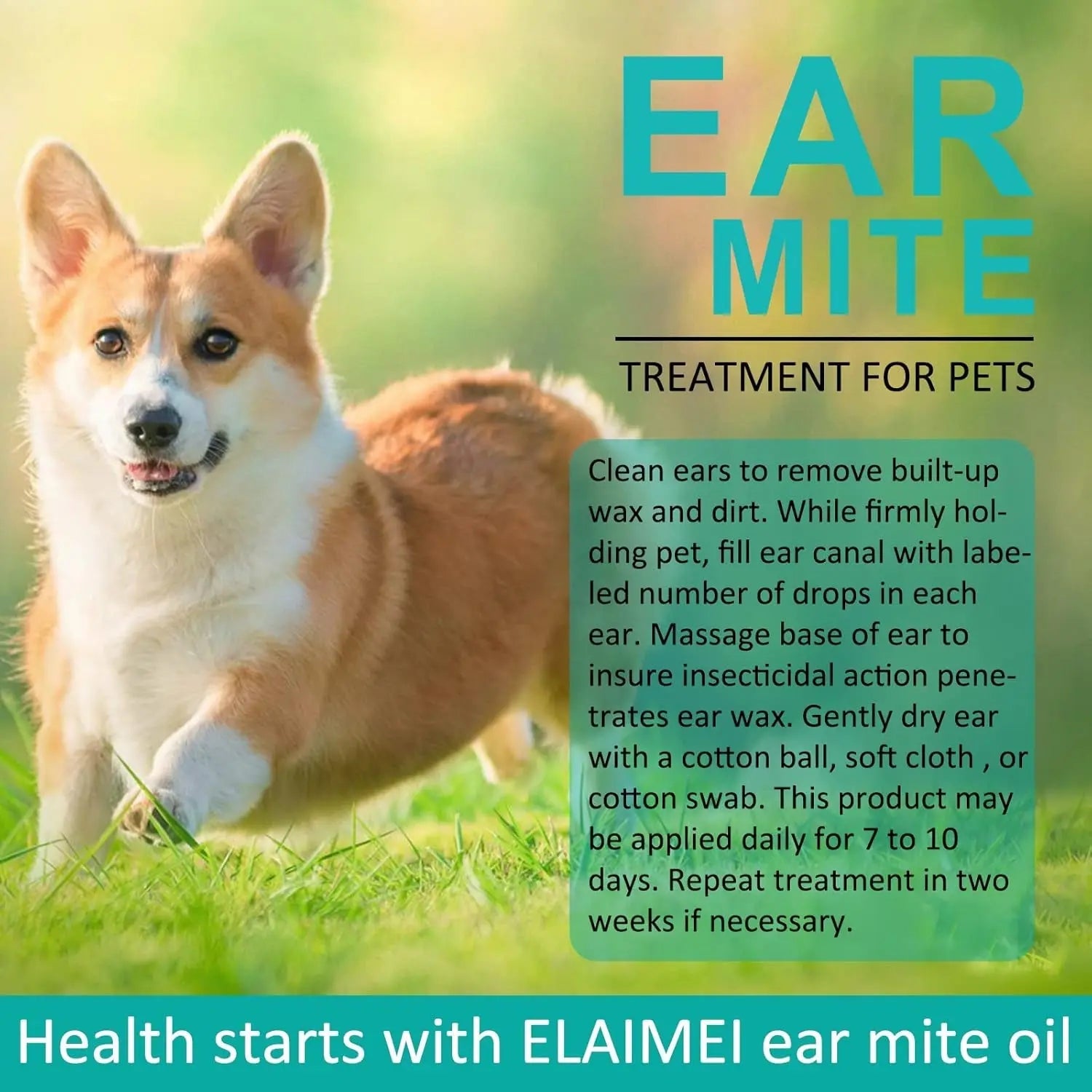 Ear Mite Treatment for Dogs &amp; Cats – Fast-Acting Drops with Aloe Vera (0.75 oz)