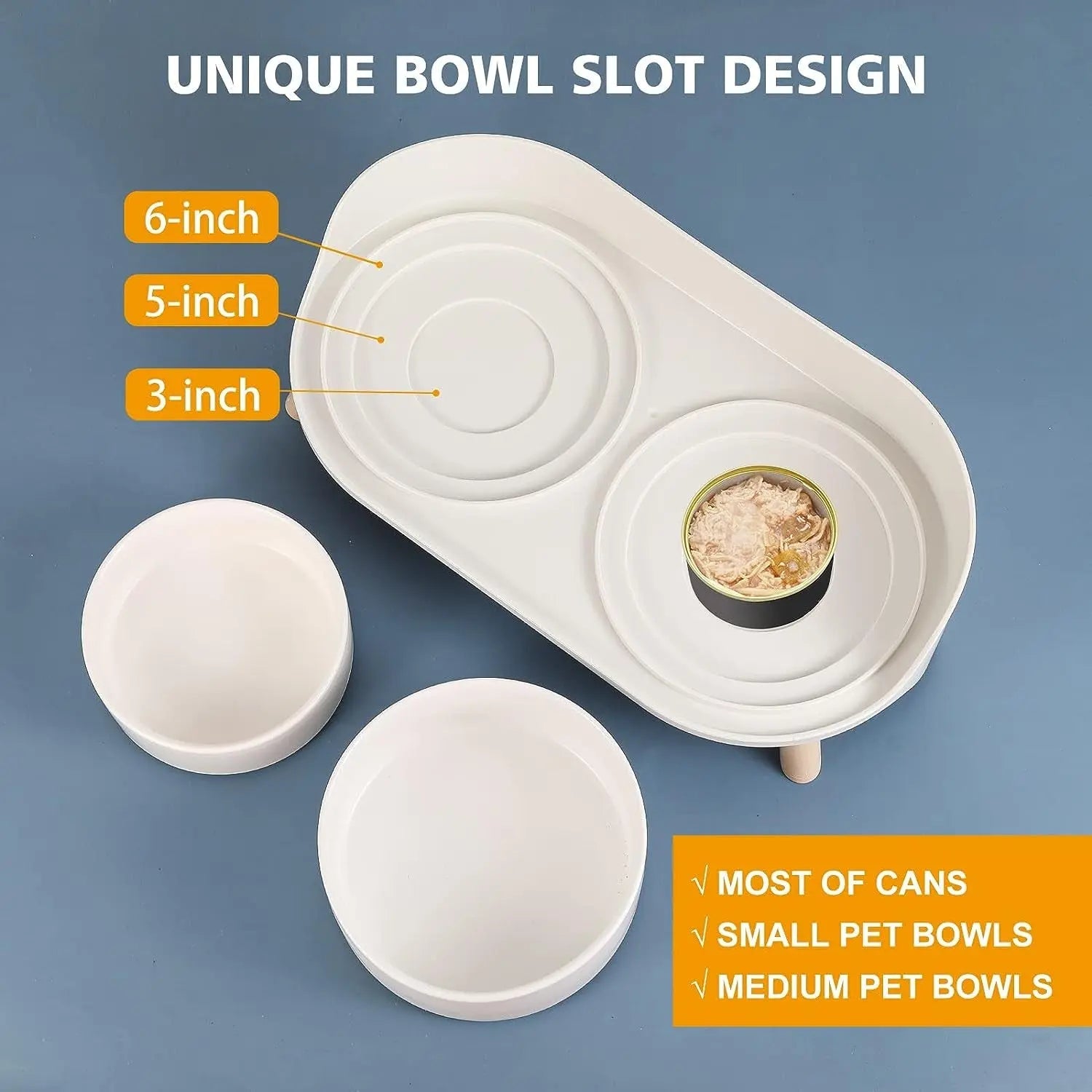 Elevated Ceramic Cat &amp; Dog Bowl Set with Splash Guard, Non-Slip Stand (2x480ml)