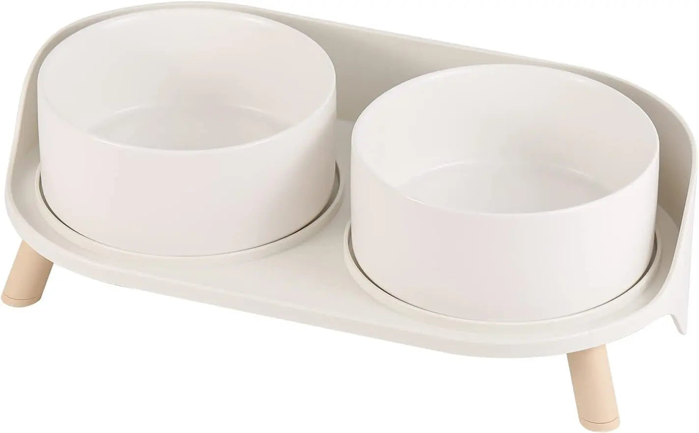 Elevated Ceramic Cat &amp; Dog Bowl Set with Splash Guard, Non-Slip Stand (2x480ml)