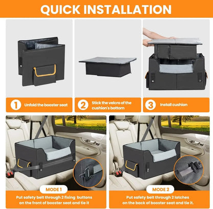 Elevated Dog Car Seat Booster Bed for Small Dogs &amp; Cats – Travel Carrier Seat