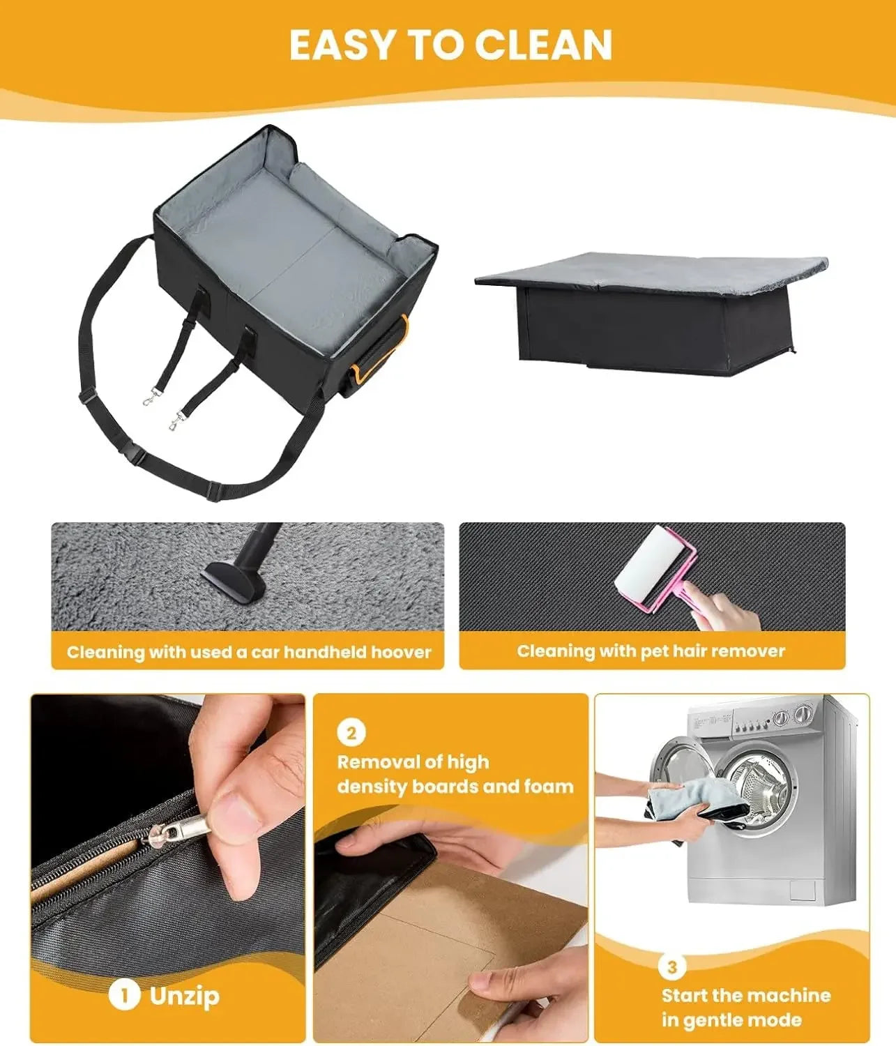 Elevated Dog Car Seat Booster Bed for Small Dogs &amp; Cats – Travel Carrier Seat