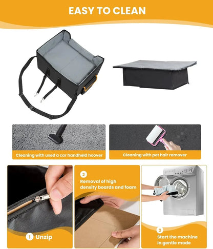 Elevated Dog Car Seat Booster Bed for Small Dogs &amp; Cats – Travel Carrier Seat
