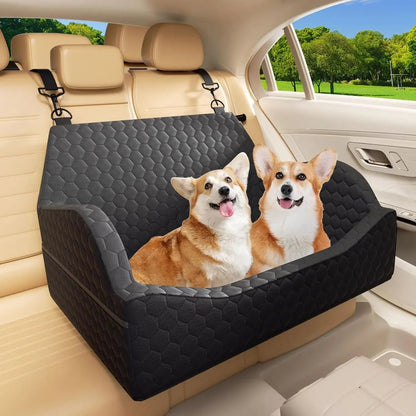 Elevated Dog Car Seat Booster Bed for Small Dogs &amp; Cats – Travel Carrier Seat