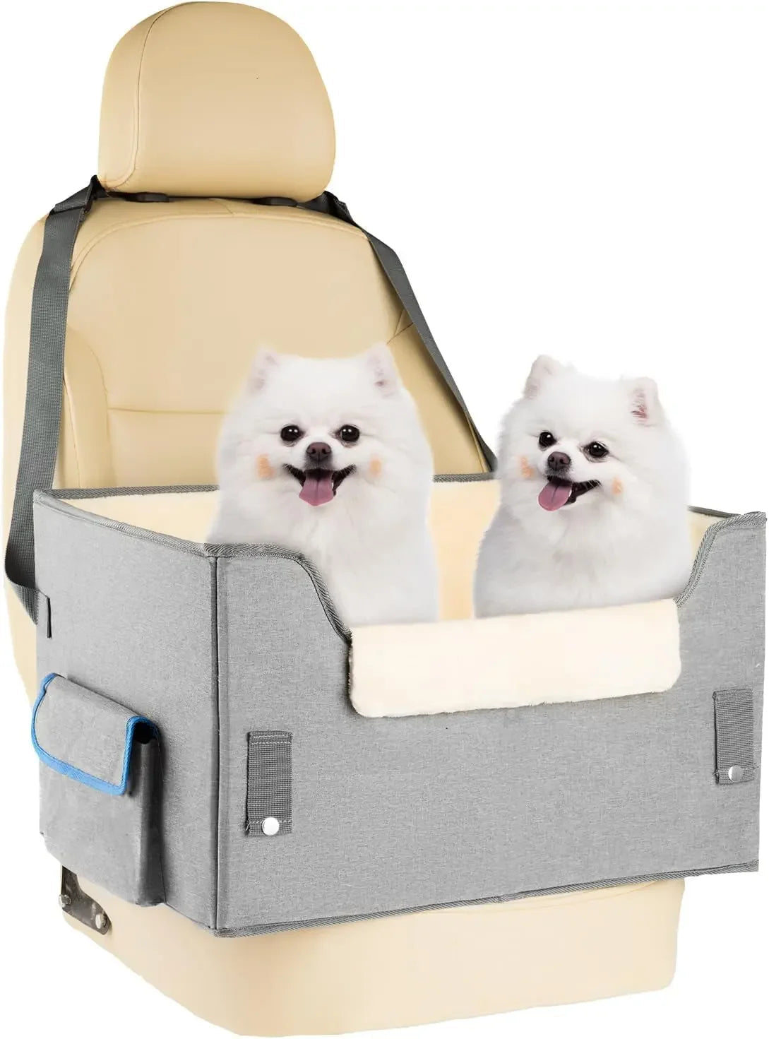 Elevated Dog Car Seat Booster Bed for Small Dogs &amp; Cats – Travel Carrier Seat
