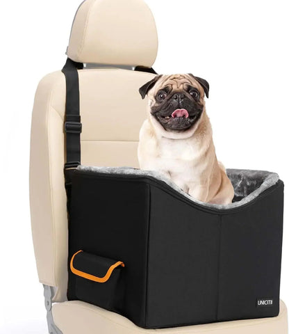 Elevated Dog Car Seat Booster Bed for Small Dogs &amp; Cats – Travel Carrier Seat