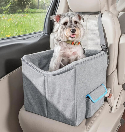 Elevated Dog Car Seat Booster Bed for Small Dogs &amp; Cats – Travel Carrier Seat