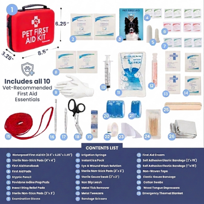 Pet First Aid Kit for Dogs &amp; Cats with Vet-Approved Essentials
