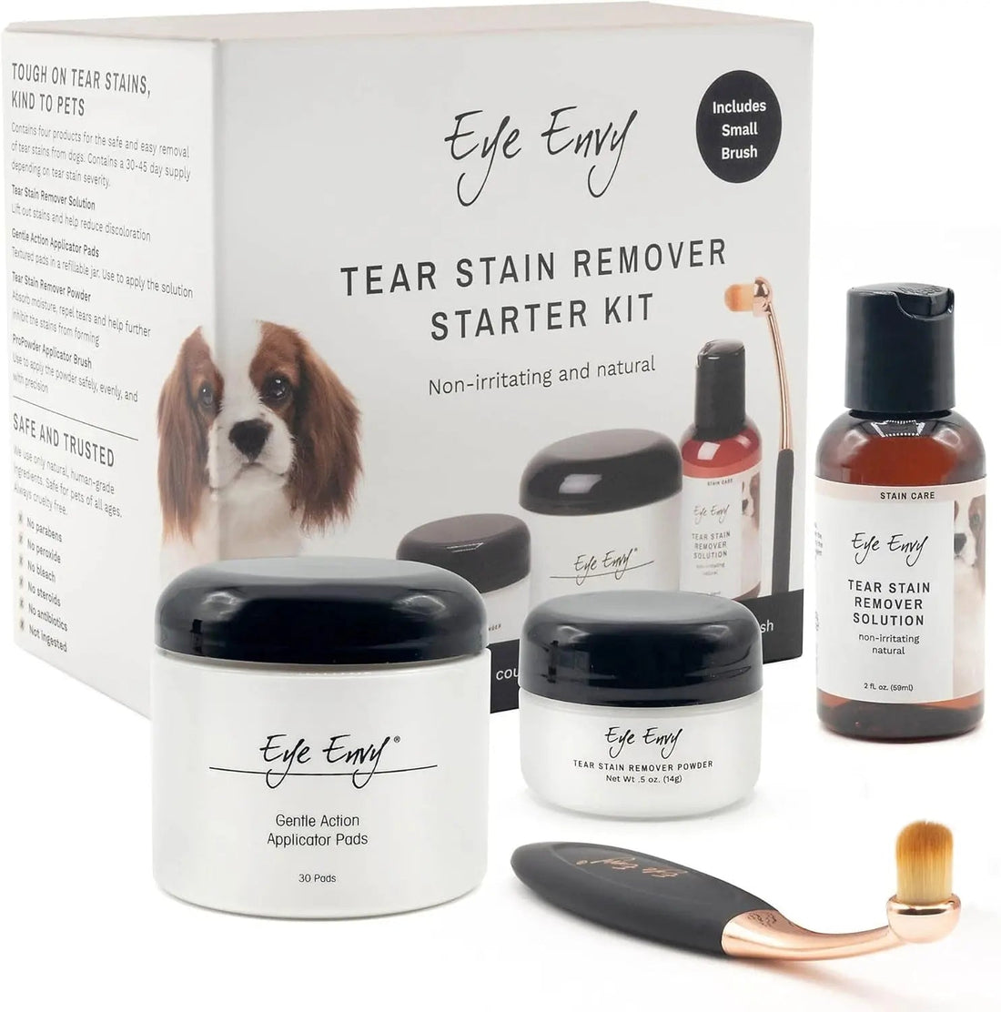 Eye Envy Dog Tear Stain Remover Kit w Brush Pads Powder 30–45 Day