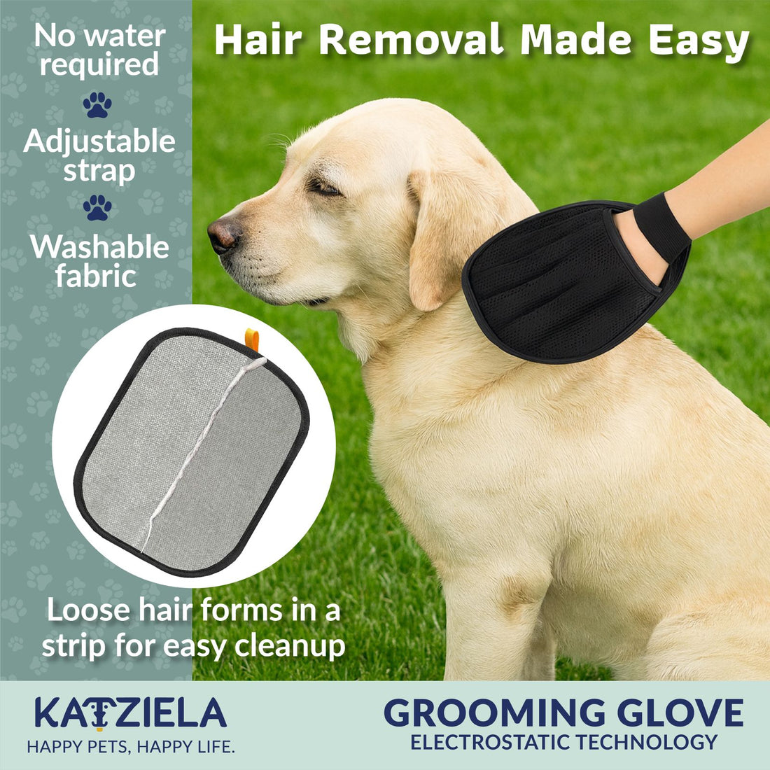 FurTidy Glove by Katziela – Pet Hair Remover Glove for Dogs &amp; Cats, Reusable Electrostatic Grooming Mitt for Furniture, Clothing, Carpet &amp; Car Seats – Washable &amp; Eco-Friendly Deshedding Tool
