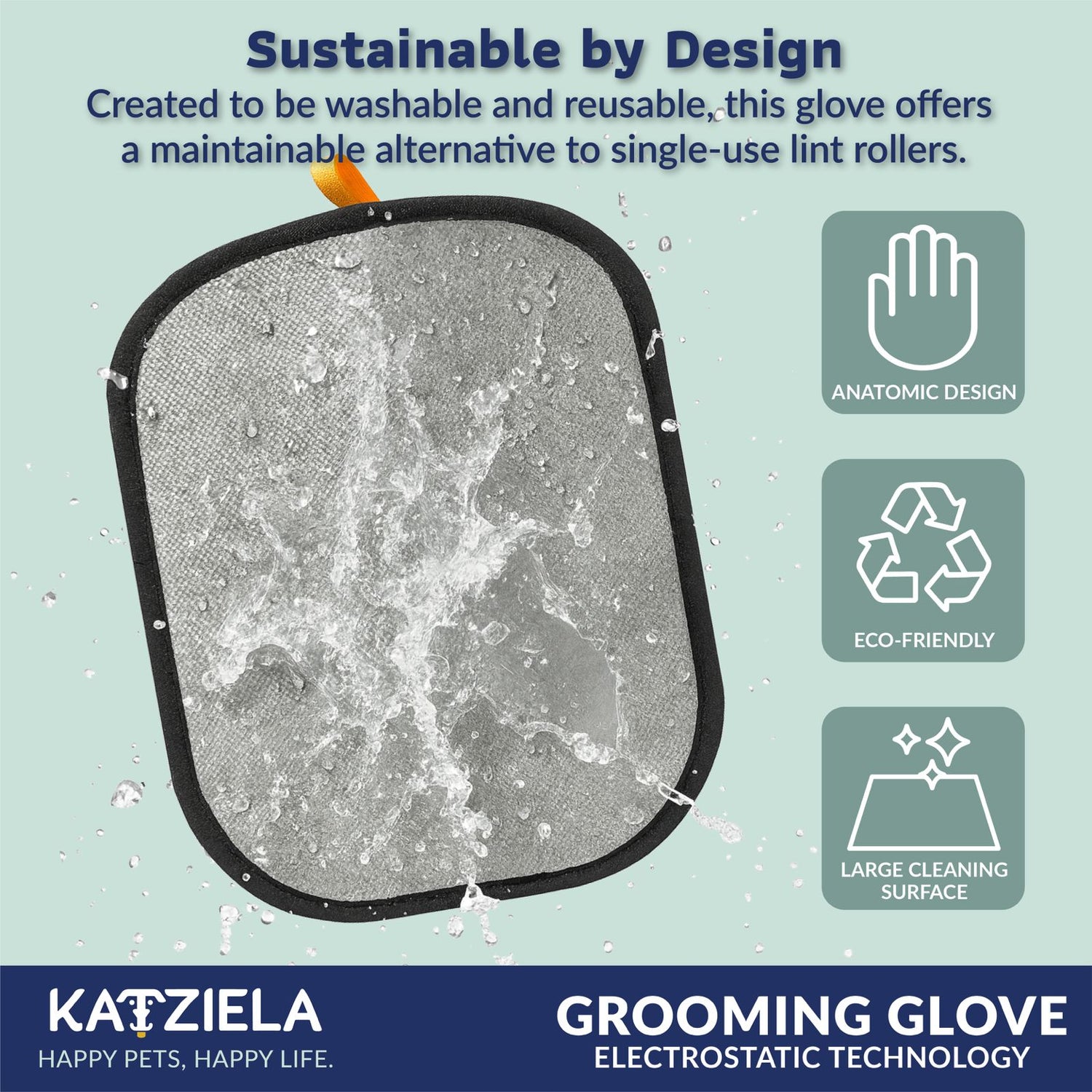 FurTidy Glove by Katziela – Pet Hair Remover Glove for Dogs &amp; Cats, Reusable Electrostatic Grooming Mitt for Furniture, Clothing, Carpet &amp; Car Seats – Washable &amp; Eco-Friendly Deshedding Tool