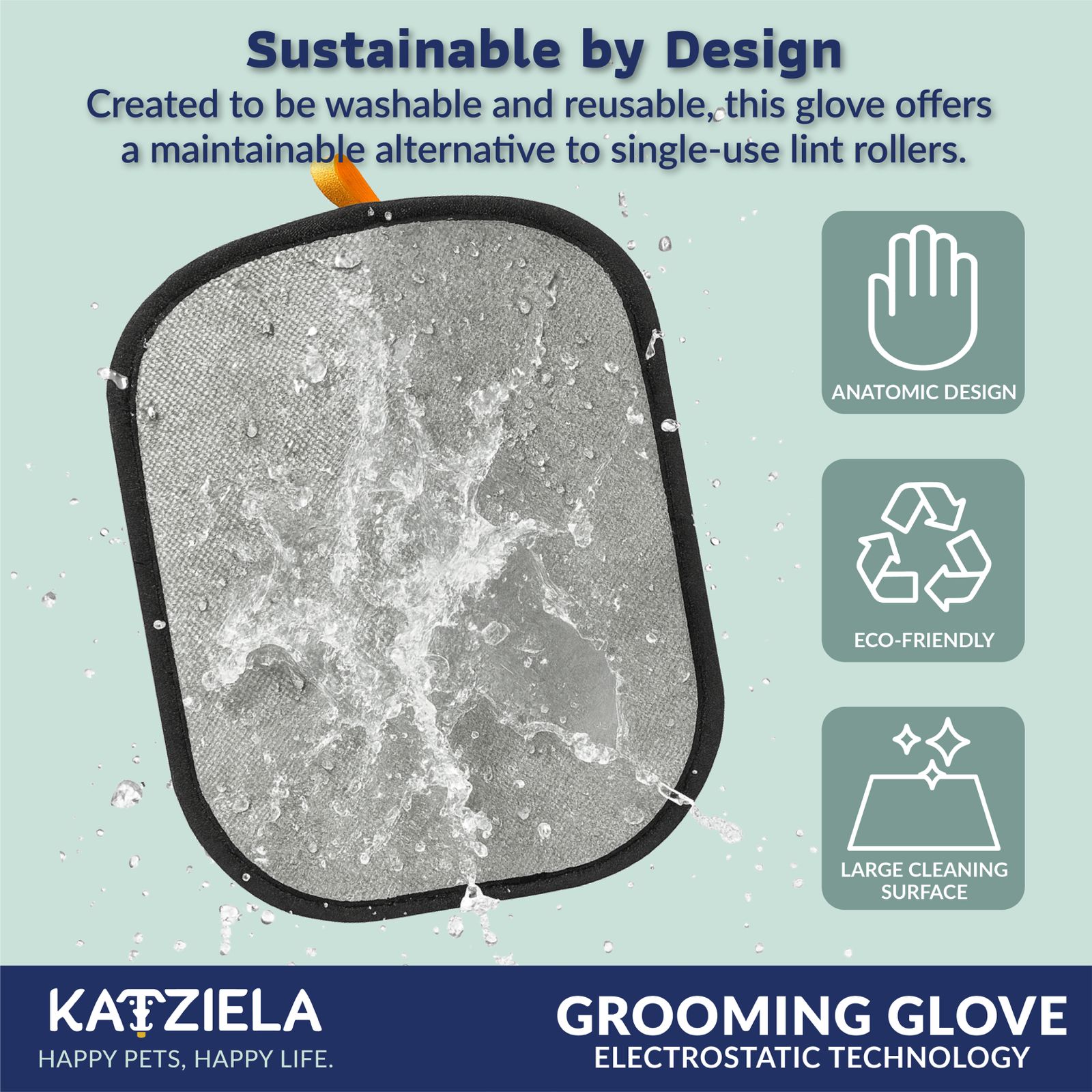 FurTidy Glove by Katziela – Pet Hair Remover Glove for Dogs &amp; Cats, Reusable Electrostatic Grooming Mitt for Furniture, Clothing, Carpet &amp; Car Seats – Washable &amp; Eco-Friendly Deshedding Tool