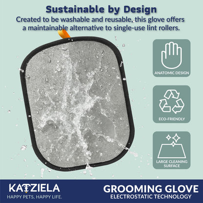 FurTidy Glove by Katziela – Pet Hair Remover Glove for Dogs &amp; Cats, Reusable Electrostatic Grooming Mitt for Furniture, Clothing, Carpet &amp; Car Seats – Washable &amp; Eco-Friendly Deshedding Tool