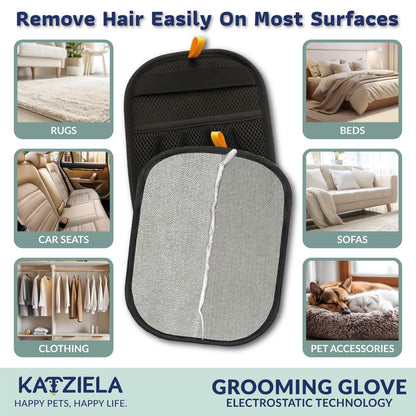 FurTidy Glove by Katziela – Pet Hair Remover Glove for Dogs &amp; Cats, Reusable Electrostatic Grooming Mitt for Furniture, Clothing, Carpet &amp; Car Seats – Washable &amp; Eco-Friendly Deshedding Tool