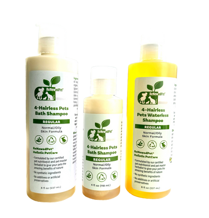 4-HAIRLESS PETS REGULAR SHAMPOO, WATERLESS SHAMPOO &amp; CONDITIONER KIT