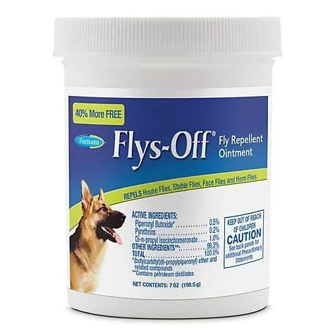 Farnam Flys-Off Repellent Ointment 7 oz for Dogs &amp; Horses Kills Repels Flies