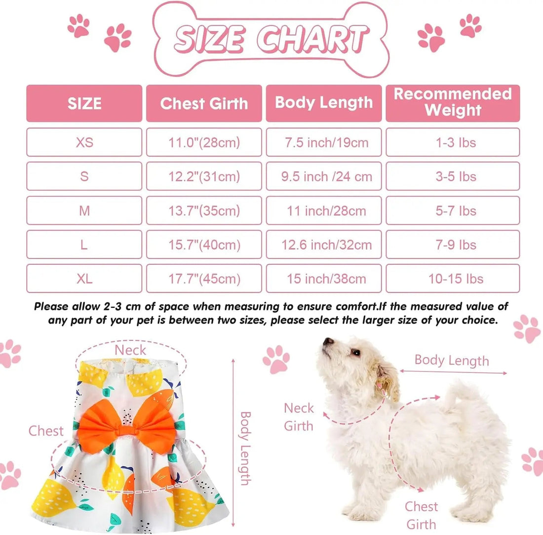 Floral Dog Dress Set Bow Summer Puppy Skirt Outfit Small Dogs Cats 5 Pack