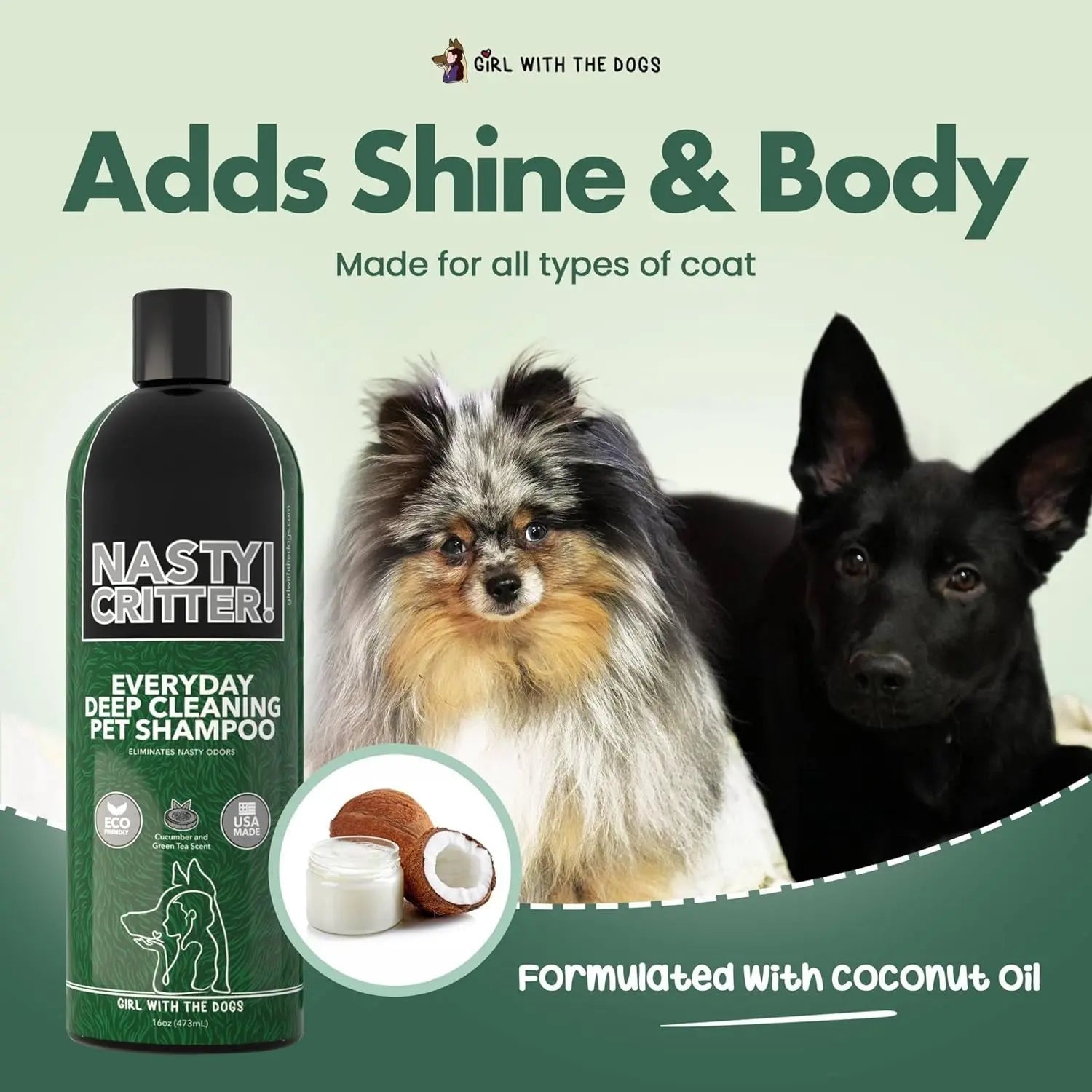 Fluff Off &amp; Nasty Critter Dog Shampoo Set – Deshedding &amp; Deep Clean 16 oz Each