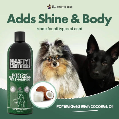 Fluff Off &amp; Nasty Critter Dog Shampoo Set – Deshedding &amp; Deep Clean 16 oz Each
