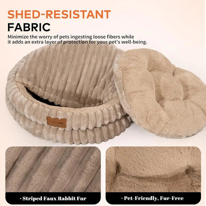Fluffy Round Soft Cat Bed – Washable Plush Pet Bed for Cats &amp; Small Dogs