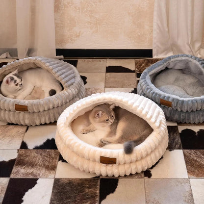 Fluffy Round Soft Cat Bed – Washable Plush Pet Bed for Cats &amp; Small Dogs