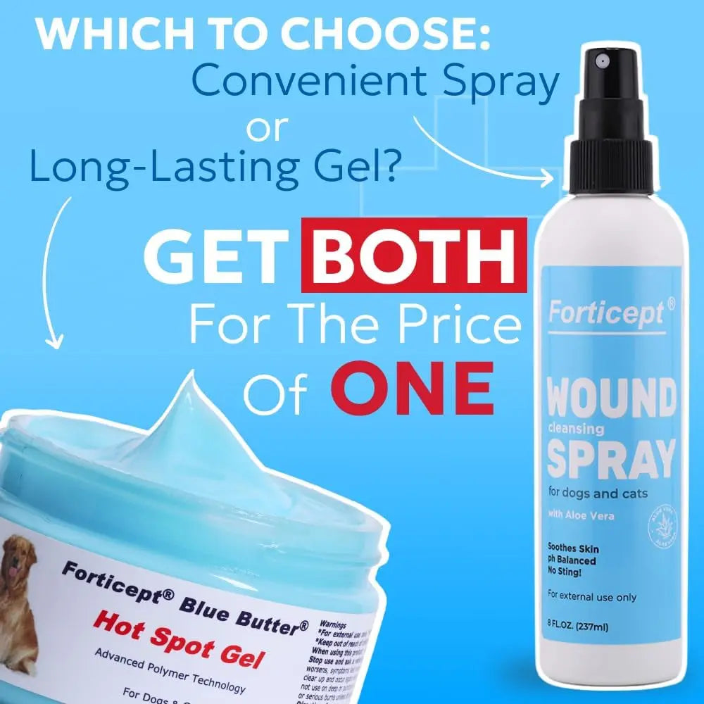 Forticept Blue Butter Hot Spot Gel for Dogs &amp; Cats, Veterinary Skin Care 4 oz