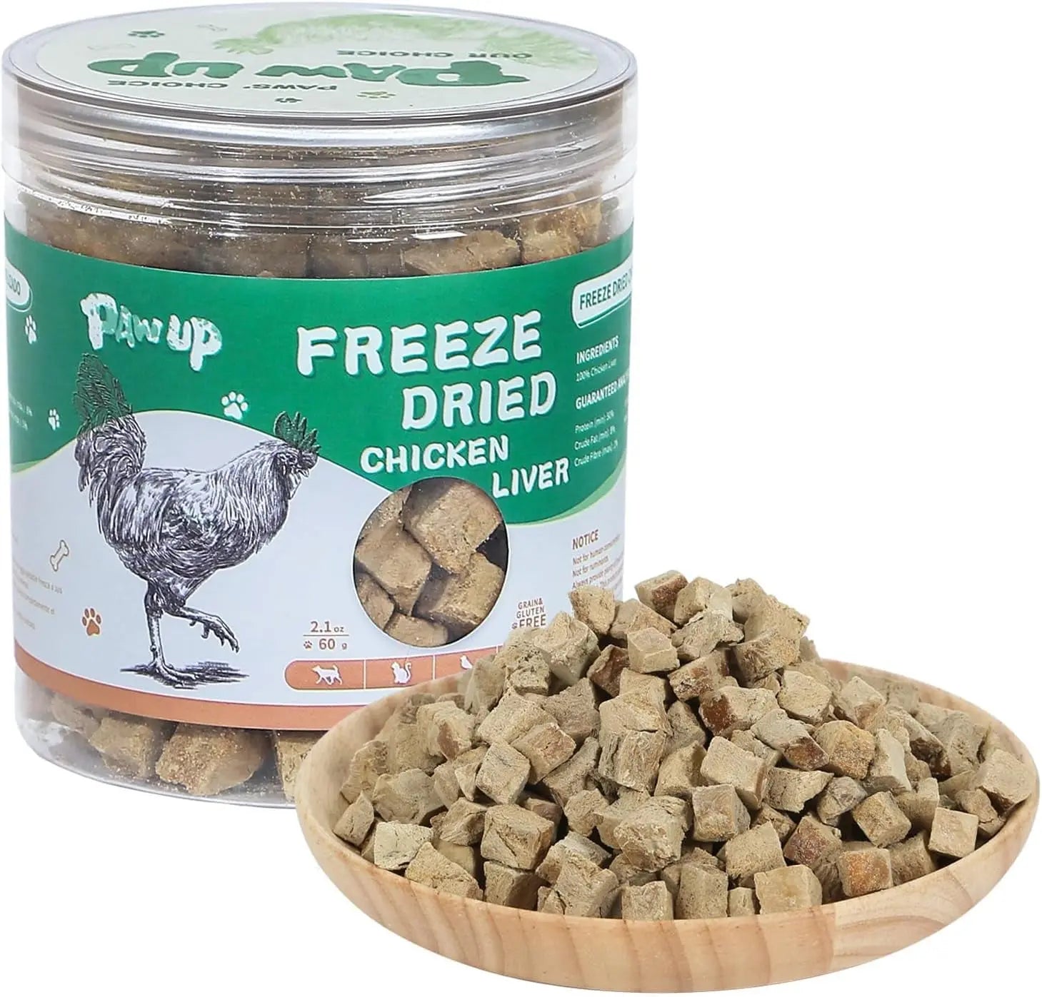 Freeze Dried Chicken Liver &amp; Heart Dog &amp; Cat Treats 2.1oz Grain Free