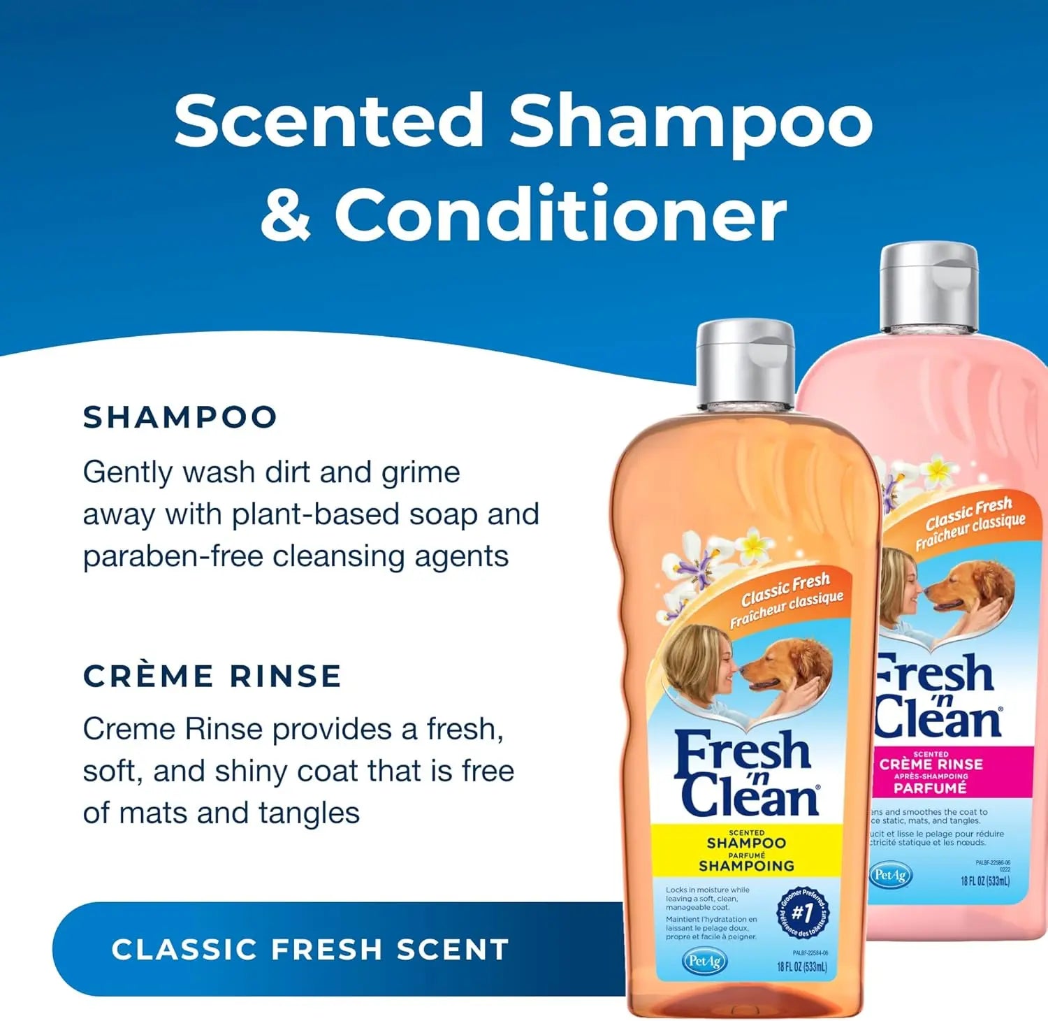 Fresh ’N Clean Dog Shampoo &amp; Conditioner Set – Classic Fresh Scent (18oz)