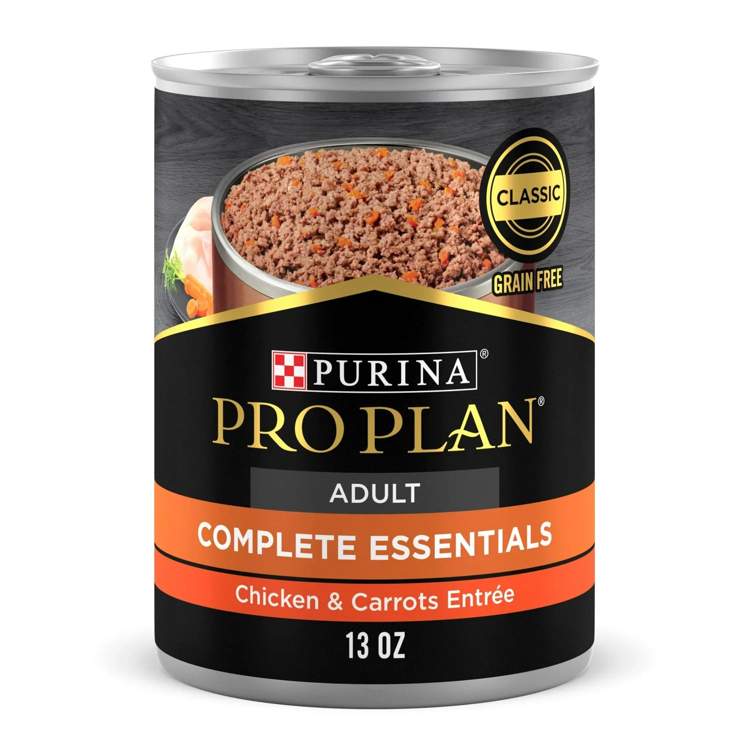 Pro Plan Complete Essentials Grain Free Adult Chicken &amp; Carrots Entrée Classic Wet Dog Food (13oz)