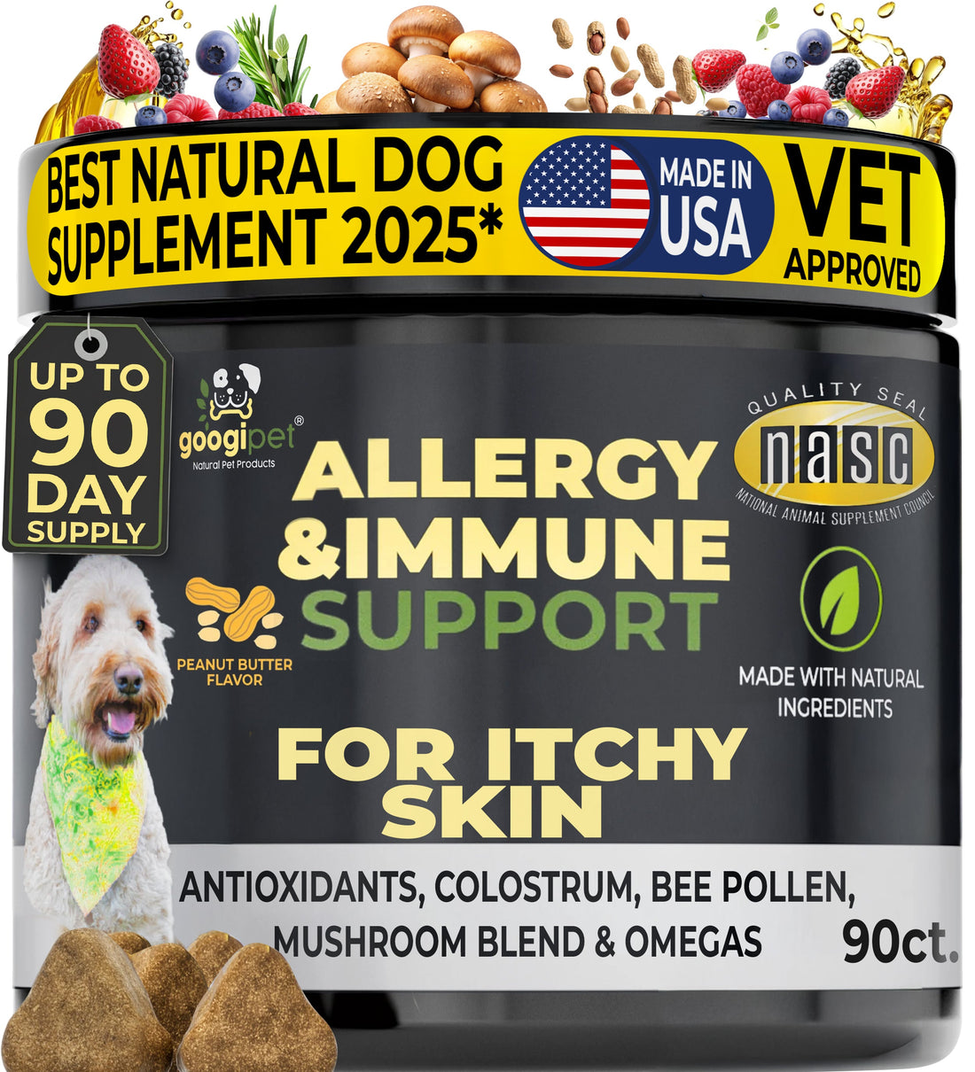 Allergy &amp; Immune Support Chews for Dogs (Peanut Butter Flavor)