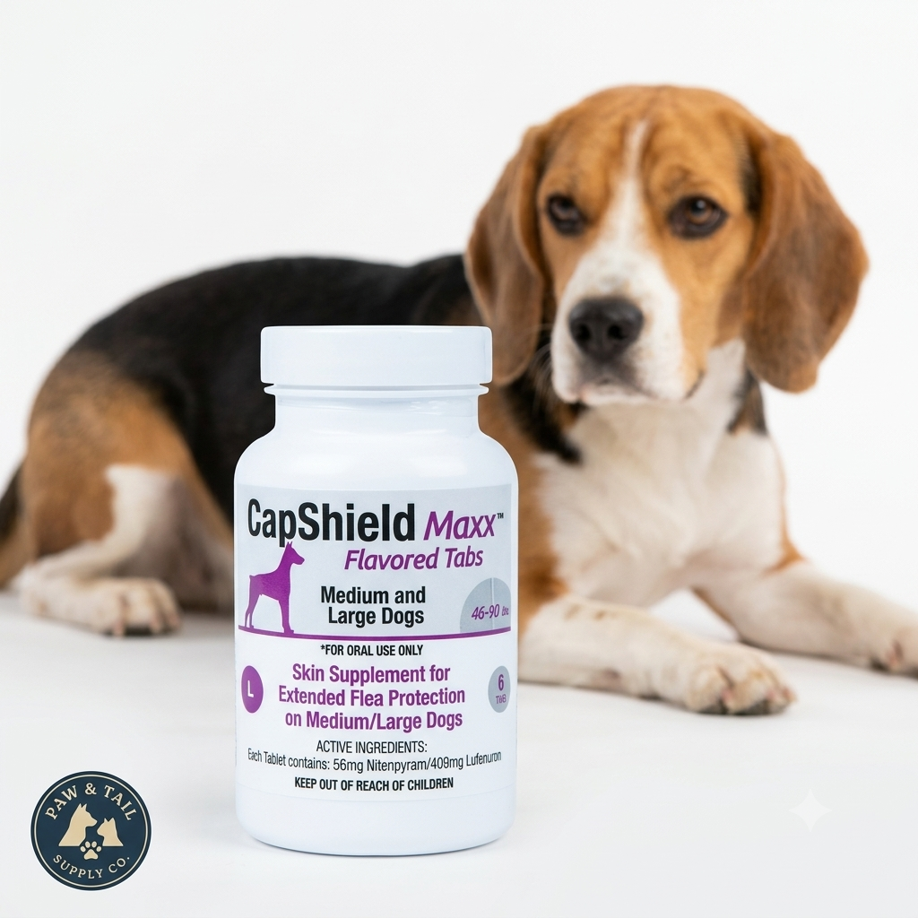 CapShield Maxx Flea Tabs for Medium and Large Dogs 46-90 lbs Beef Flavor 6 Count