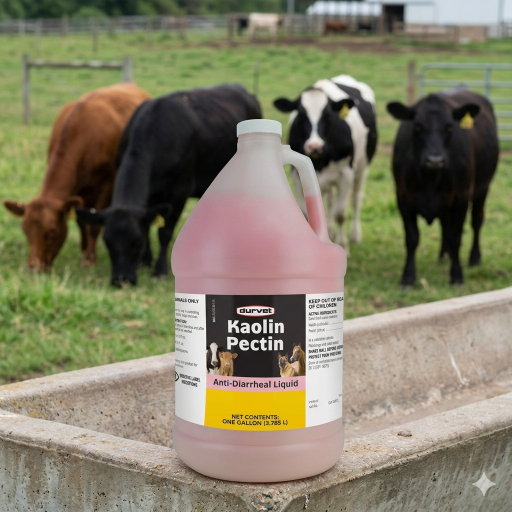 Durvet Kaolin Pectin Anti-Diarrheal Horse Cattle Dog &amp; Cat Digestive 1 Gallon
