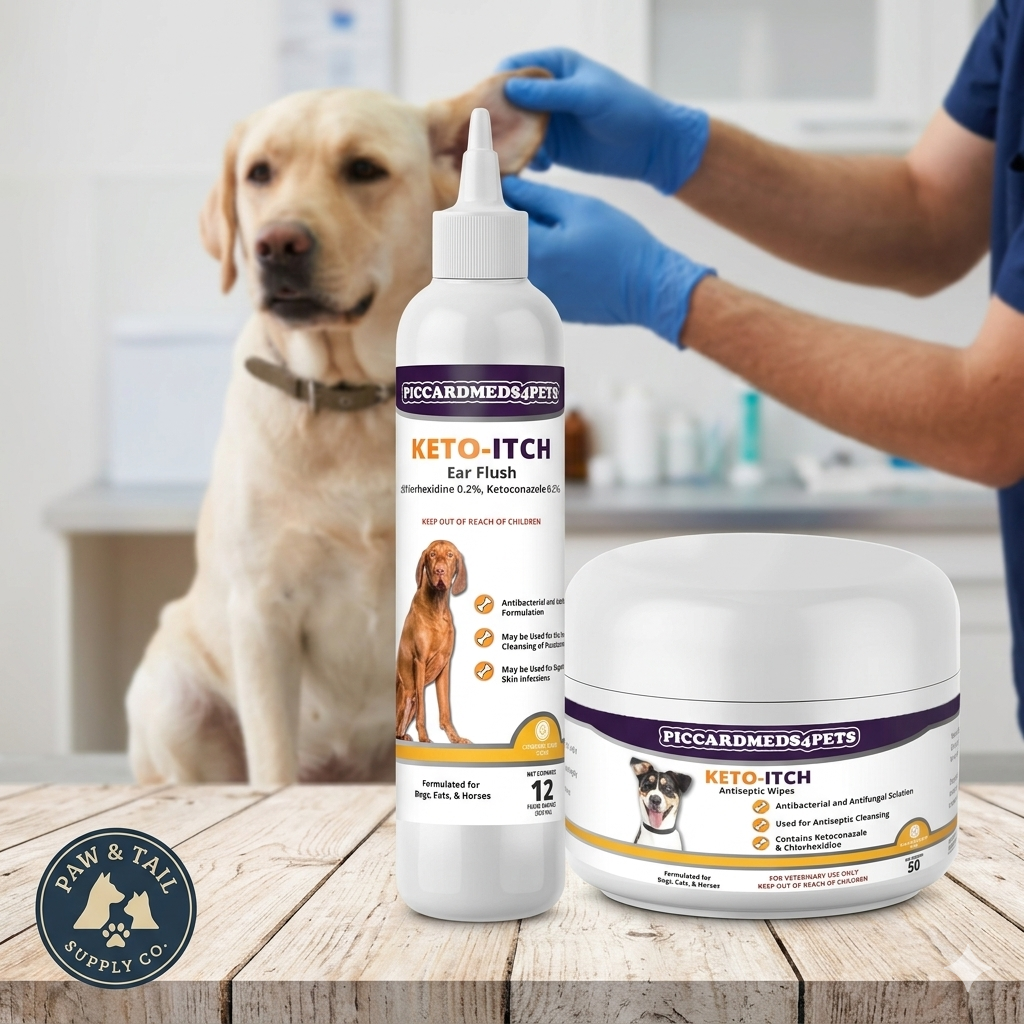 Piccardmeds4pets Pet Ear &amp; Skin Care Kit Wipes + Ear Flush for Itch &amp; Odor Pet Bundle
