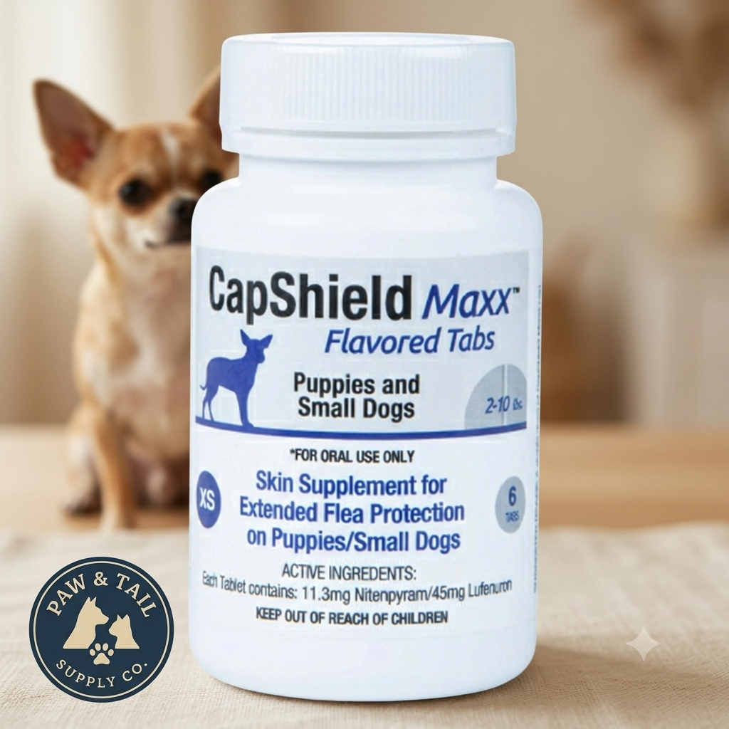 CapShield Maxx Flea Tabs for XS Puppies and Small Dogs 2-10 lbs Beef Flavor 6 Count