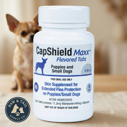 CapShield Maxx Flea Tabs for XS Puppies and Small Dogs 2-10 lbs Beef Flavor 6 Count