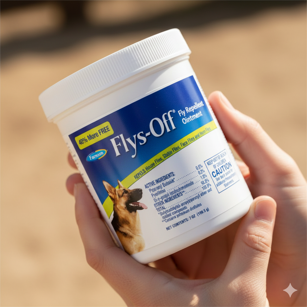 Farnam Flys-Off Repellent Ointment 7 oz for Dogs &amp; Horses Kills Repels Flies