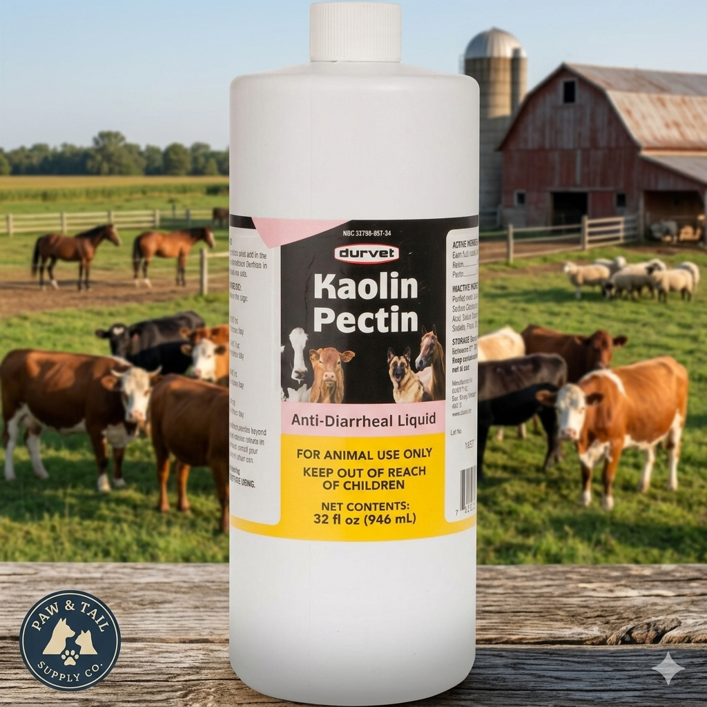 Durvet Kaolin Pectin Suspension Anti-Diarrhea for Dogs Cats Horses &amp; Cattle 32 oz.