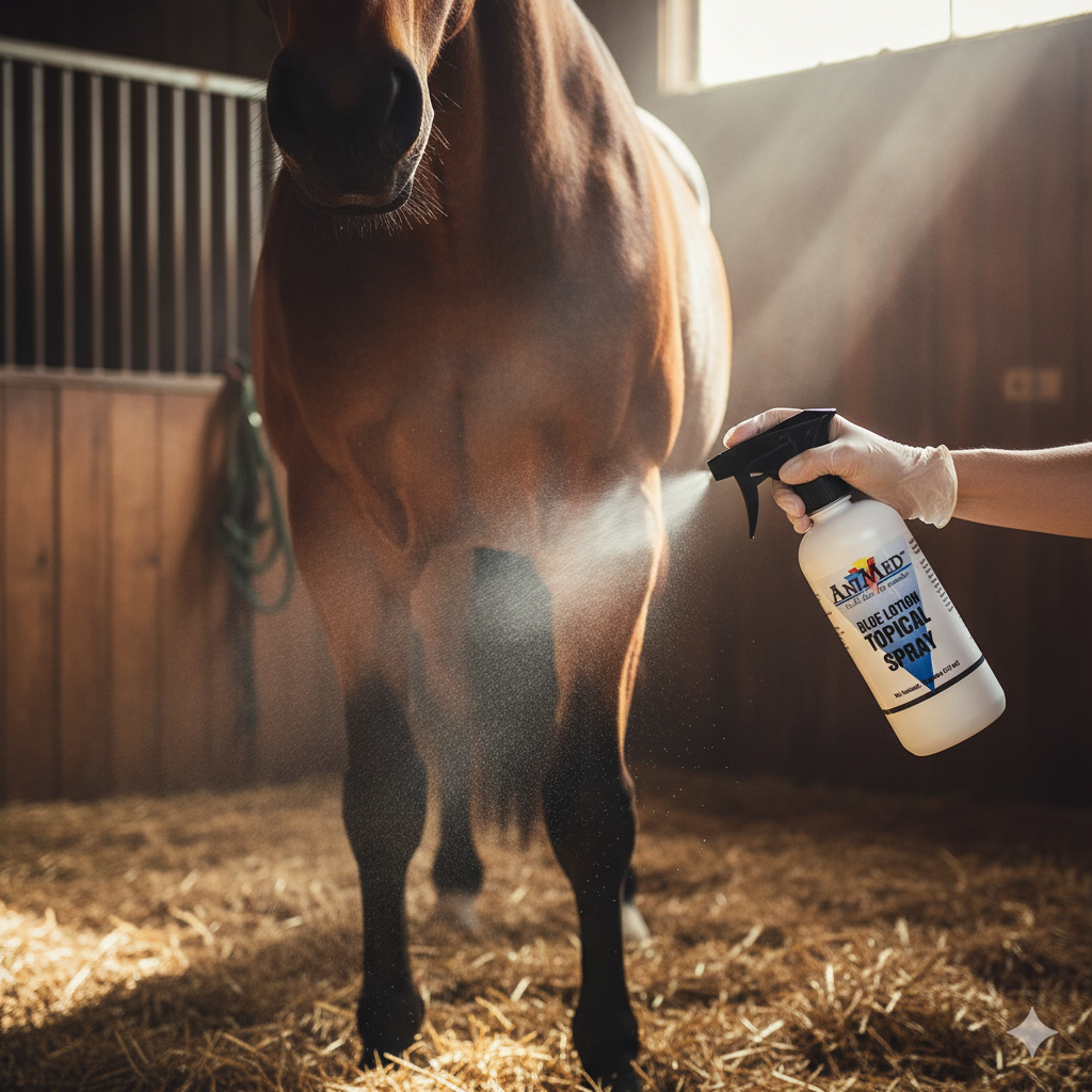 AniMed Blue Lotion Spray 16 oz – Multi-Animal Skin &amp; Coat Care – Horses, Dogs, Livestock
