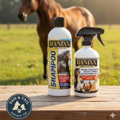 Banixx Shampoo &amp; Spray 16 oz – Horse &amp; Dog Skin &amp; Coat Care Combo – USA Made