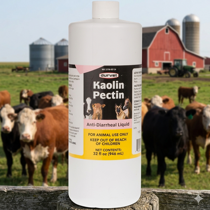 Durvet Kaolin Pectin Suspension Anti-Diarrhea for Dogs Cats Horses &amp; Cattle 32 oz.
