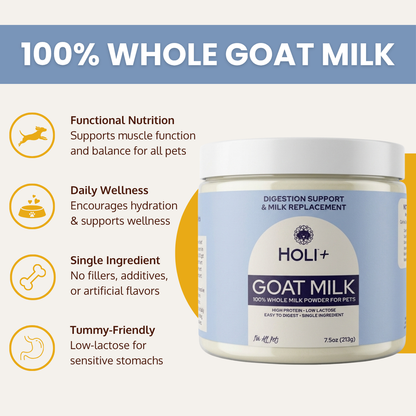 HOLI Powdered Goat Milk for Dogs &amp; Cats | Single-Ingredient Topper &amp; Milk Replacer