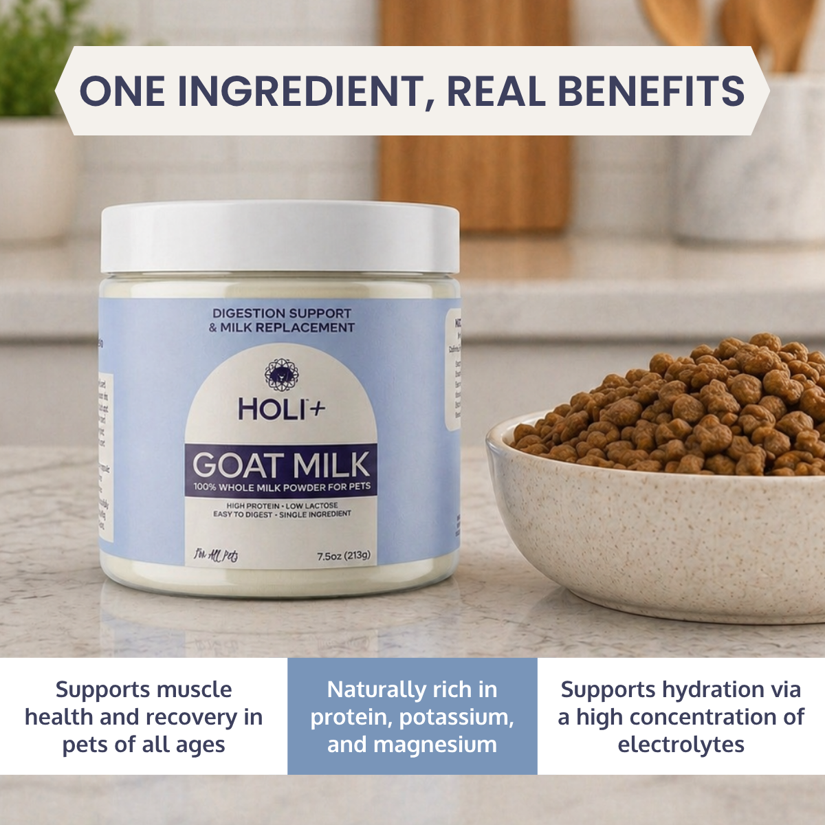 HOLI Powdered Goat Milk for Dogs &amp; Cats | Single-Ingredient Topper &amp; Milk Replacer