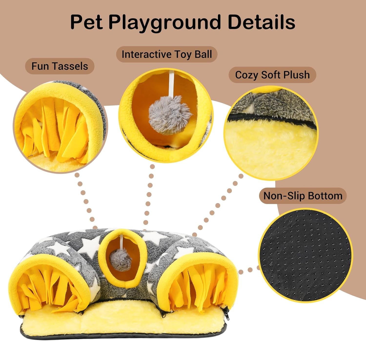Guinea Pig Tunnel Bed Hideout Plush Tube Small Animal Rabbit Hamster