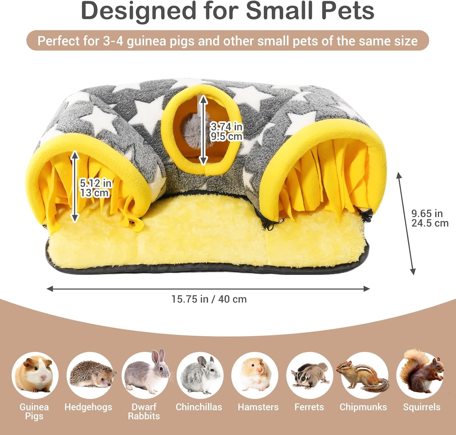 Guinea Pig Tunnel Bed Hideout Plush Tube Small Animal Rabbit Hamster