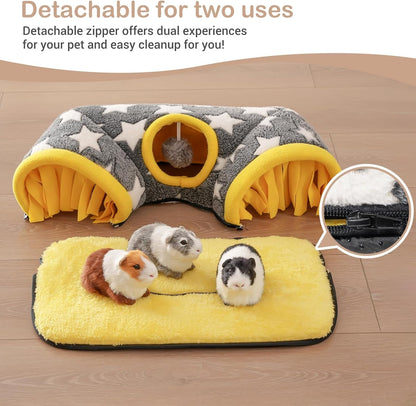 Guinea Pig Tunnel Bed Hideout Plush Tube Small Animal Rabbit Hamster