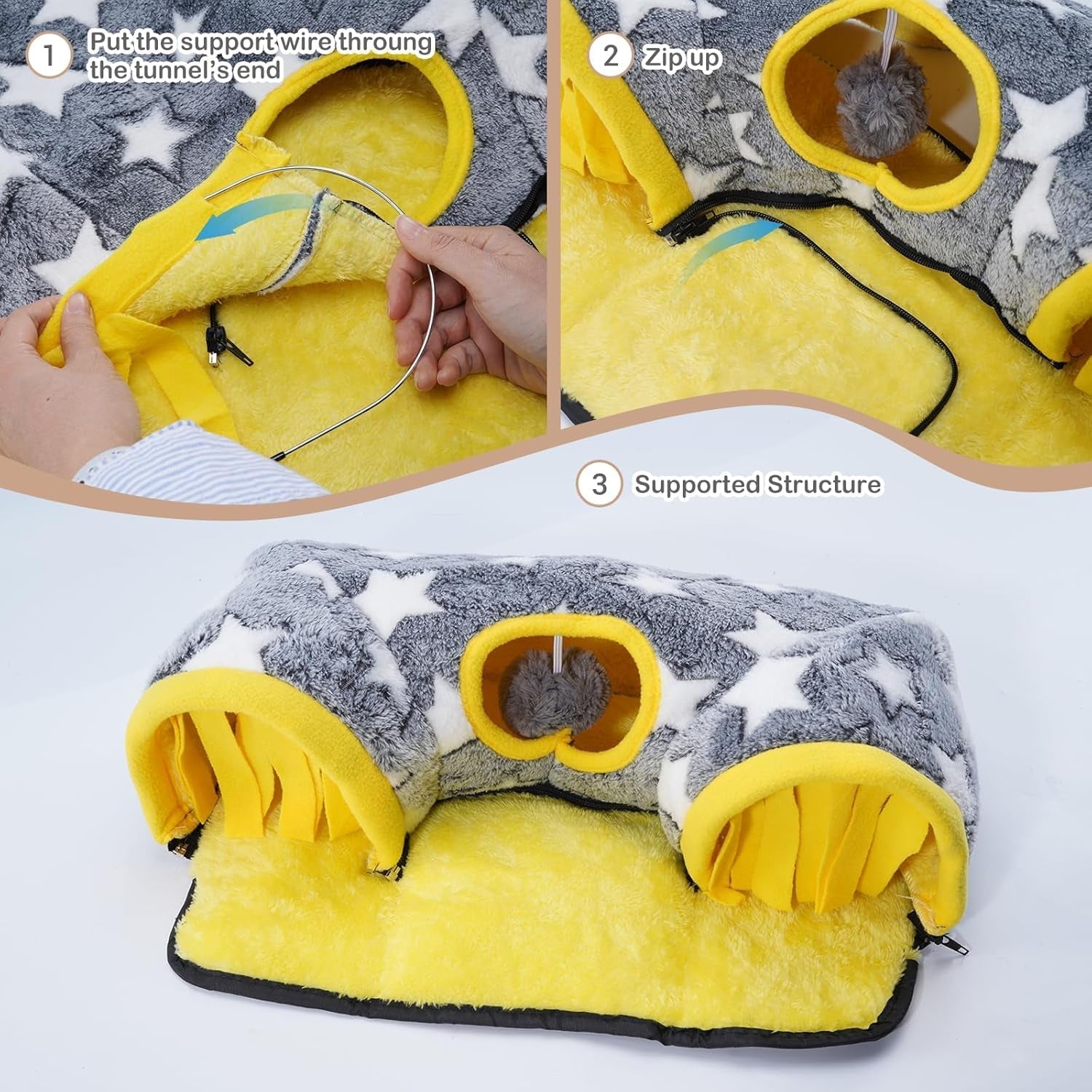 Guinea Pig Tunnel Bed Hideout Plush Tube Small Animal Rabbit Hamster