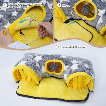 Guinea Pig Tunnel Bed Hideout Plush Tube Small Animal Rabbit Hamster