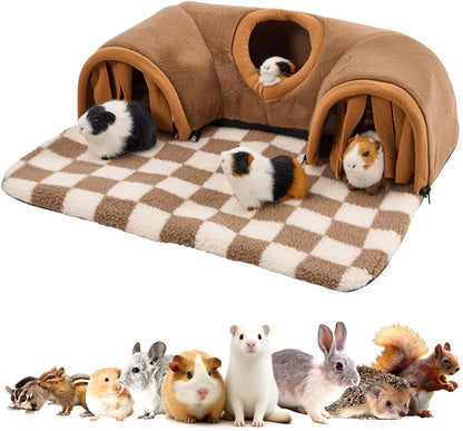 Guinea Pig Tunnel Bed Hideout Plush Tube Small Animal Rabbit Hamster