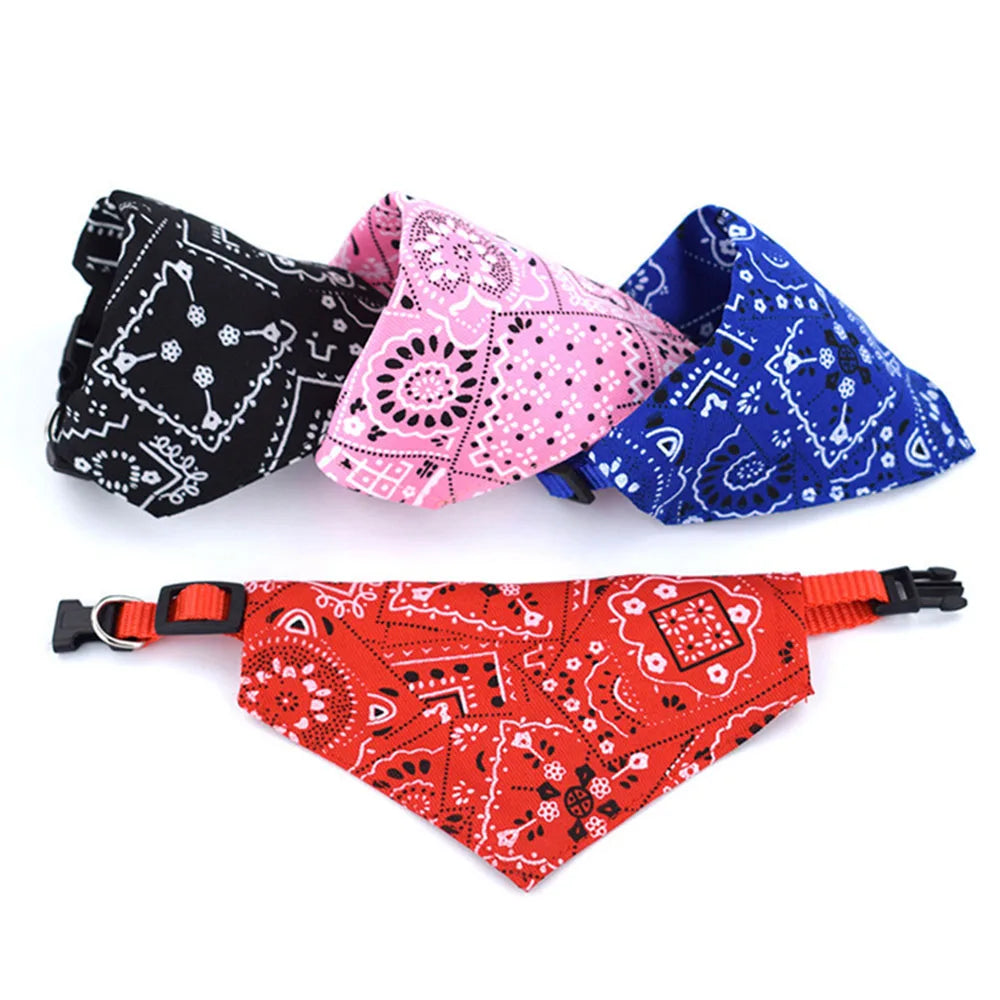 Washable Printed Cat Bow Tie Kitten Dog Scarf Adjustable Pet Cat Bandana Bib Collar Handmade Trigon Pet Supplies Cat Accessories