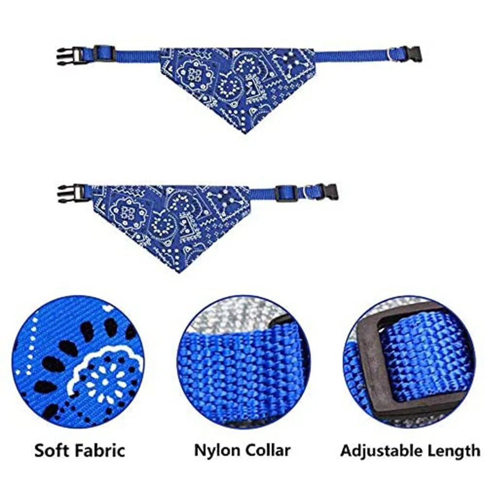 Washable Printed Cat Bow Tie Kitten Dog Scarf Adjustable Pet Cat Bandana Bib Collar Handmade Trigon Pet Supplies Cat Accessories