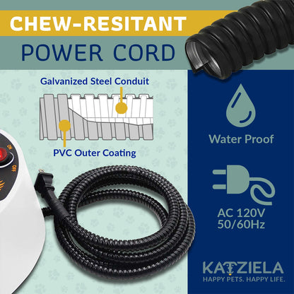 Katziela 2 Liter Heated Pet Water Bowl With Anti-Bite Cord To Keep Your Pet&